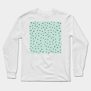 Pastel Green, Blue, Black Dot Print Long Sleeve T-Shirt